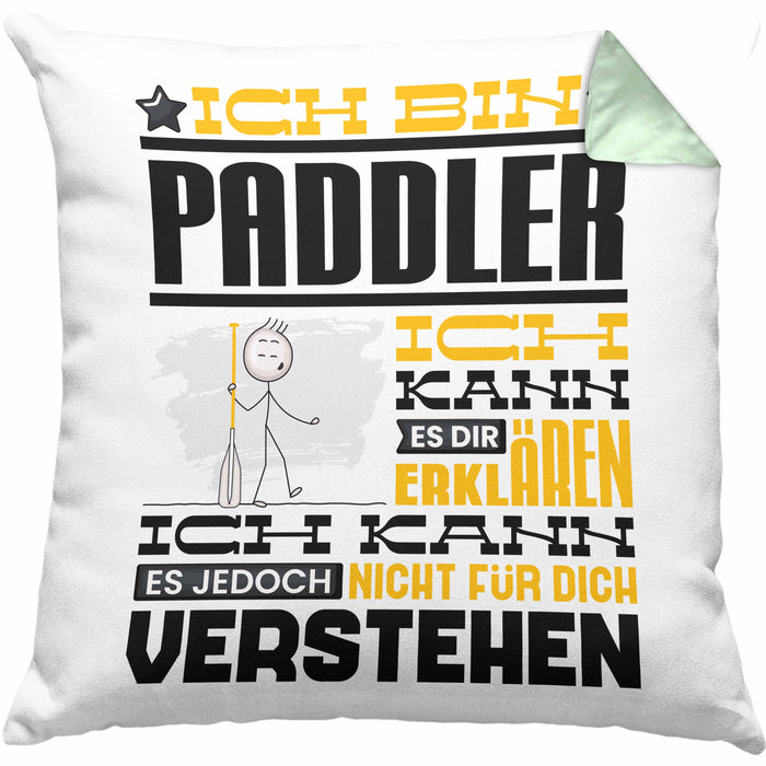Paddler Geschenk Kaffee-Kissen mit Füllung 40x40 Geschenkidee für Paddler Ich Bin Paddler Ich Kann Es Dir Erklären Jedoch Nicht Für Dich Verstehen Spruch Lustig (Grau) Grün Trendation
