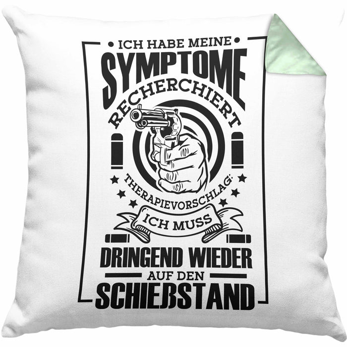 Lustige Schießen-Kissen mit Füllung 40x40 für Sportschützen Geschenk Ich Muss Dringend Wieder Auf Den Schießstand (Grau) Grün Trendation