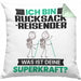 Rucksackreisender Kissen mit Füllung 40x40 Geschenk für Rucksackreisender Geburtstag Lustiger Spruch Was Ist Deine Superkraft (Grau) Grün Trendation