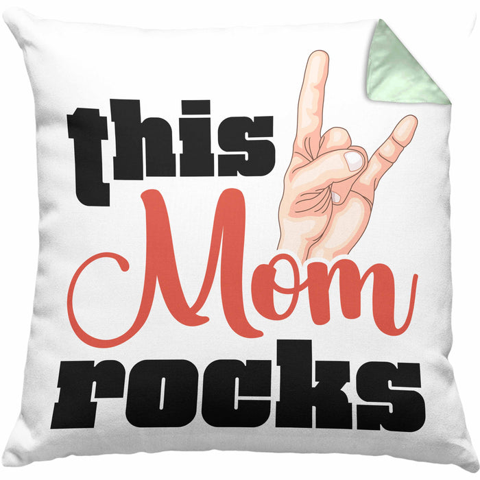 This Mom Rocks Lustige Kissen mit Füllung 40x40 Mama Rockn Roll Geschenkidee (Grau) Grün Trendation