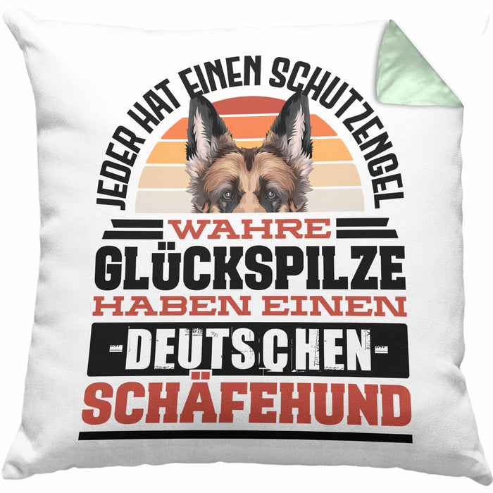Deutscher Schäferhund Kissen mit Füllung 40x40 Geschenkidee Schäferhund Besitzer Schutzengel (Grau) Grün Trendation