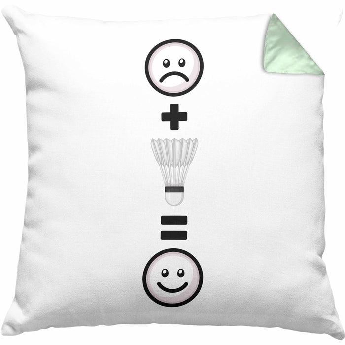 Badminton Kissen mit Füllung 40x40 Geschenk für Badminton-Spieler Trainer Lustige Geschenkidee :( + Badminton = :) Geburtstag (Grau) Grün Trendation
