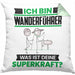 Wanderführer Kissen mit Füllung 40x40 Geschenk für Wanderführer Geburtstag Lustiger Spruch Was Ist Deine Superkraft (Grau) Grün Trendation