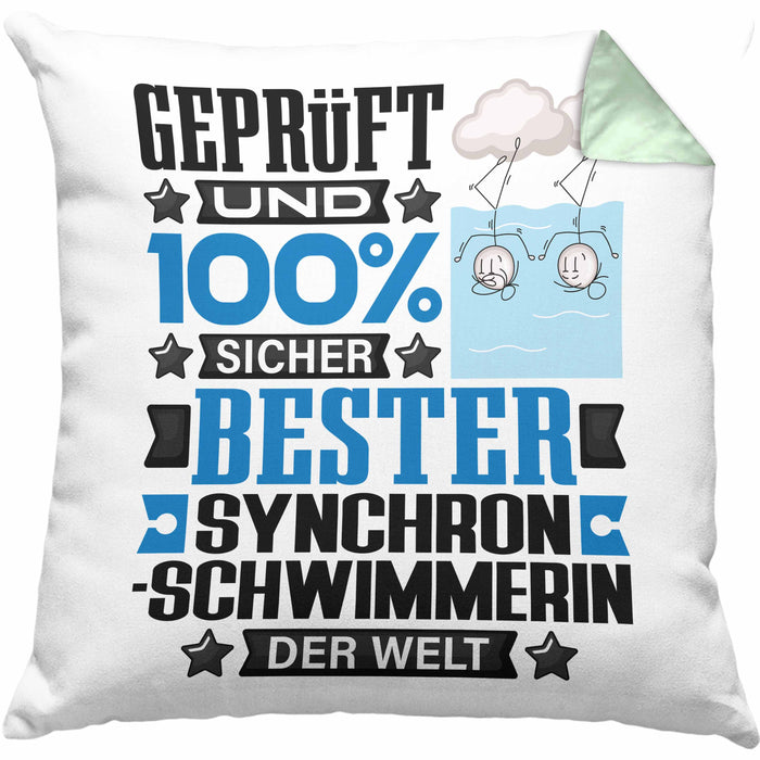 Synchronschwimmerin Geschenk Lustiger Spruch für Synchronschwimmerin Geschenkidee Bester Synchronschwimmerin Der WeltKissen mit Füllung 40x40 (Grau) Grün Trendation