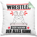 Wrestler Kissen mit Füllung 40x40 Geschenk für Wrestler Der Mann Der Alles Kann Geschenkidee zum Geburtstag (Grau) Grün Trendation