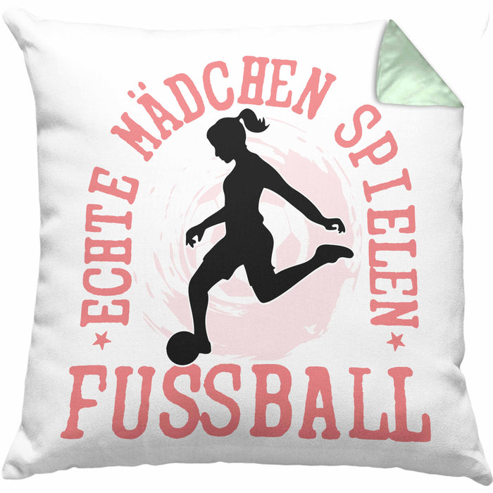Mädchen Fußball Kissen mit Füllung 40x40 Geschenk Echte Mädchen Spielen Fußball Frauen-Fussball (Grau) Grün Trendation