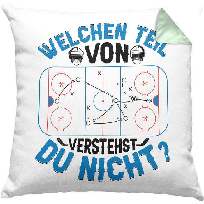 Eishockey Trainer Geschenk Kissen mit Füllung 40x40 Coach Eis-Hockey Spieler Geschenkidee Eishockeyspieler Geschenkdiee Welchen Teil Von Verstehst Du Nicht (Grau) Grün Trendation