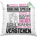 Curling-Spieler Geschenk Kaffee-Kissen mit Füllung 40x40 Geschenkidee für Curling-Spieler Ich Bin Curling-Spieler Ich Kann Es Dir Erklären Jedoch Nicht Für Dich Verstehen Spruch Lustig (Grau) Grün Trendation