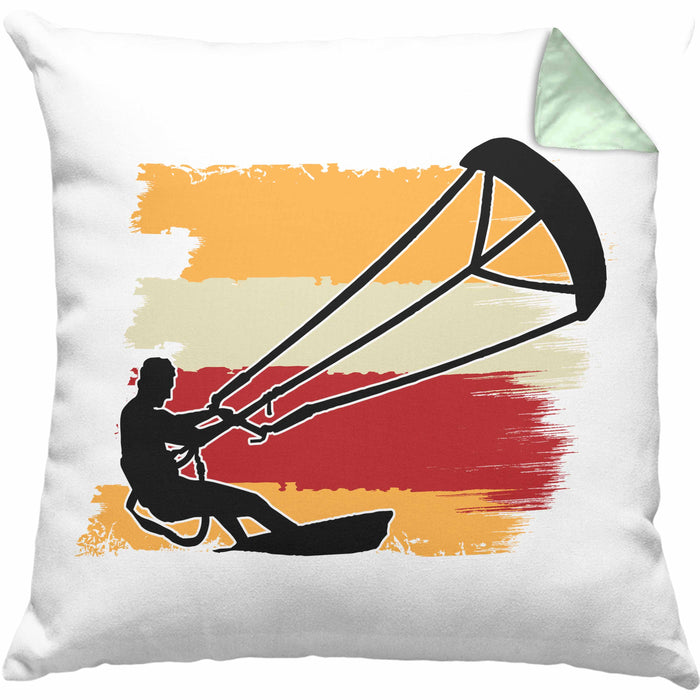 Kitesurfing Kissen mit Füllung 40x40 Geschenk für Kitesurfer Geschenkidee Bunte Grafik (Grau) Grün Trendation