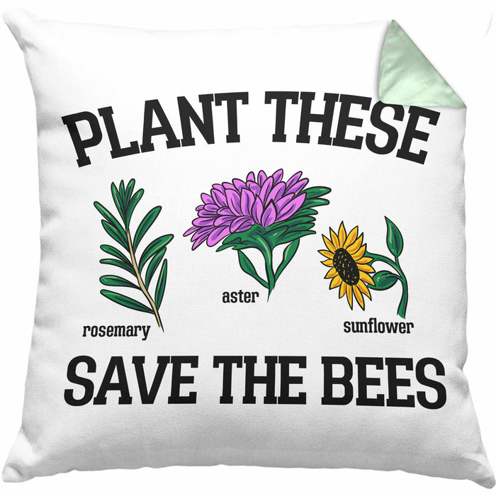 Lustige Kissen mit Füllung 40x40 für Bienenliebhaber Plant These Save The Bees Geschenk (Grau) Grün Trendation