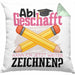 Abi Geschafft Abitur Prüfung Bestanden Kissen mit Füllung 40x40 Geschenk Kann Ich Jetzt Weiter Zeichnen Malen Künstlerin Künstler Geschenkidee (Grau) Grün Trendation