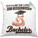 Bachelor Geschenk Abschluss Kissen mit Füllung 40x40 Spruch Master Abitur Abi Graduation Bestanden Prüfung Lizenz zum Besserwisser (Grau) Grün Trendation
