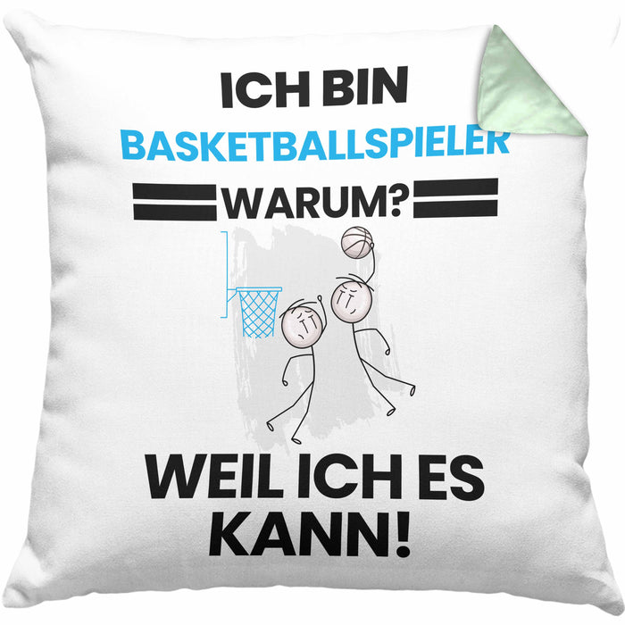 Basketballspieler Geschenk Kissen mit Füllung 40x40 Lustiger Spruch Ich Bin Basketballspieler Warum Weil Ich Es Kann Geschenkidee Bester Basketballspieler Geburtstag (Grau) Grün Trendation