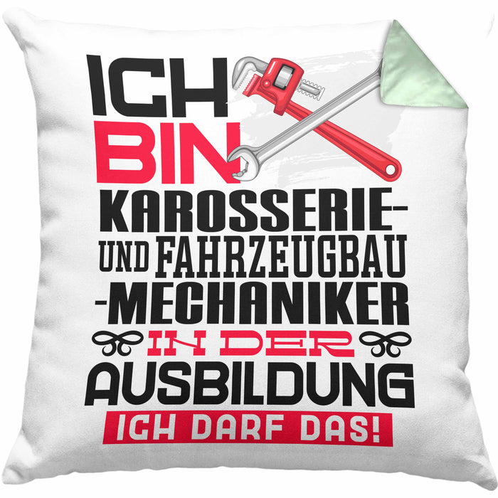 Karosserie- und Fahrzeugbaumechaniker Ausbildung Kissen mit Füllung 40x40 Geschenk Ich Bin Karosserie- und Fahrzeugbaumechaniker In Der Ausbildung Ich Darf Das Geschenkidee Spruch (Grau) Grün Trendation