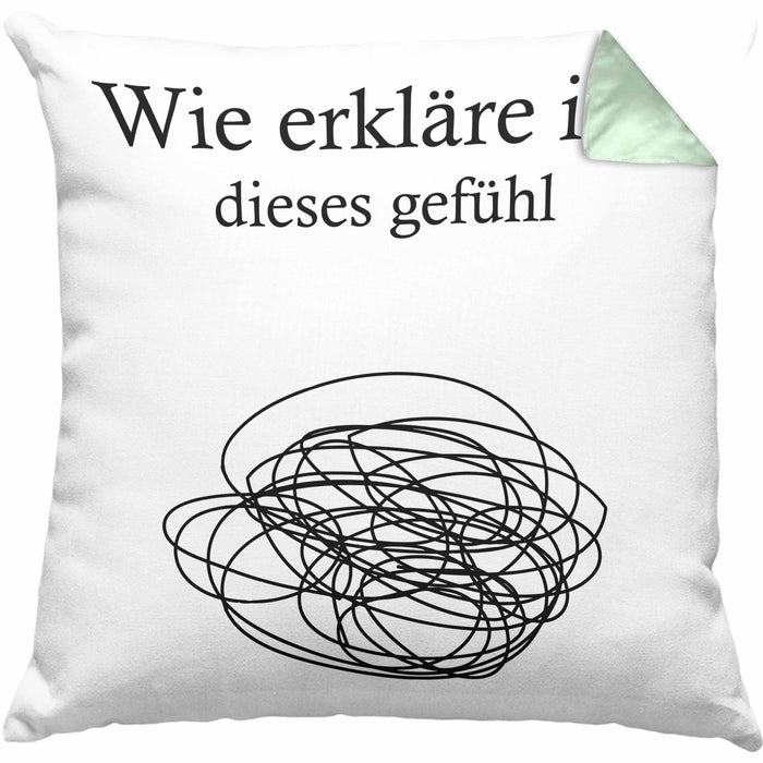 Psychologie Kissen mit Füllung 40x40 Geschenk Psycho Geschenkidee Wie Erkläre Ich Dieses Gefühl Spruch Psychologie-Student (Grau) Grün Trendation