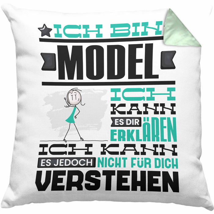 Model Geschenk Kissen mit Füllung 40x40 Geschenkidee für Model Geburtstag Lustiger Spruch Ich Bin Model Ich Kann Es Dir Erklären Aber Nicht Für Dich Verstehen (Grau) Grün Trendation