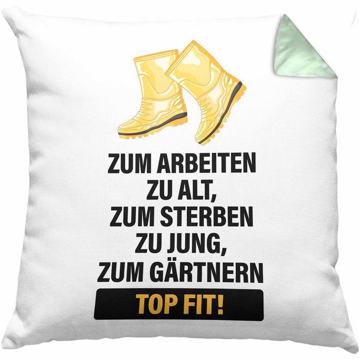 Gärtner Kissen mit Füllung 40x40 mit Spruch Garten Hobbygärtner Gärtner Geschenk Lustig Gärtnerin Geschenkidee (Grau) Grün Trendation