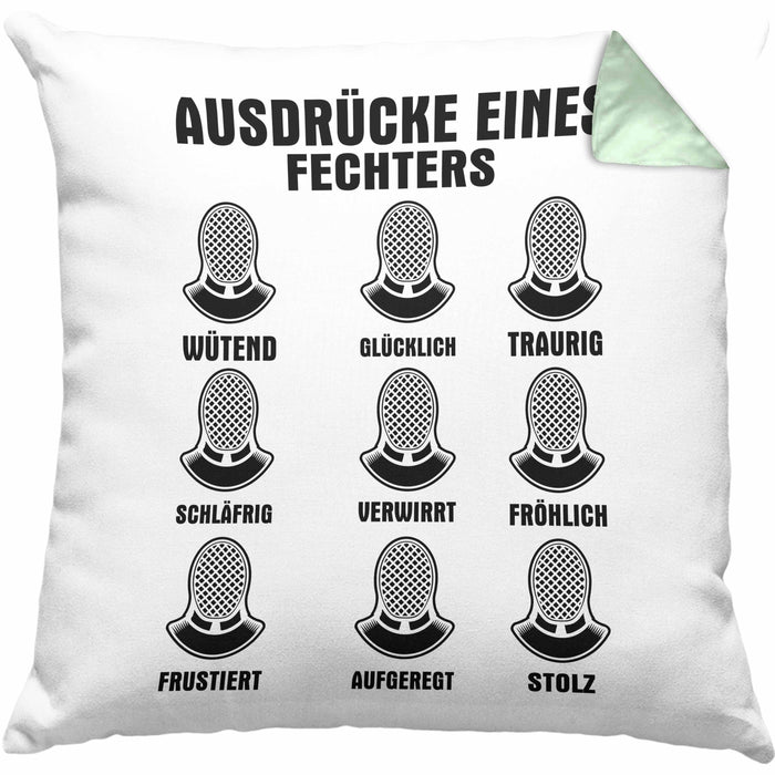 Fechter Geschenk Kissen mit Füllung 40x40 Geschenkidee Fechten Ausdrücke Eines Fechters Lustiger Spruch (Grau) Grün Trendation