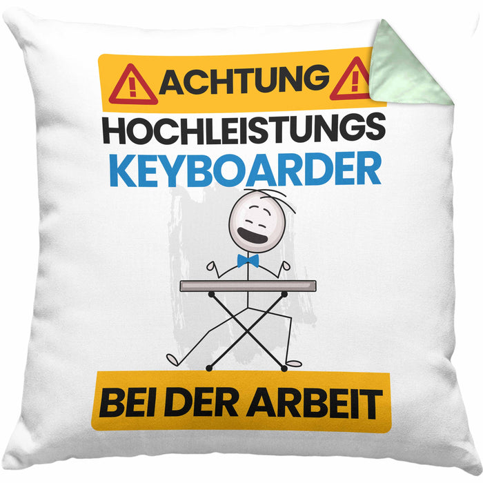 Keyboarder Kissen mit Füllung 40x40 Geschenk Lustiger Spruch Geschenkidee für Keyboarder Achtung Hochleistungs Keyboarder Bei Der Arbeit (Grau) Grün Trendation
