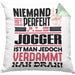 Jogger Geschenk Kissen mit Füllung 40x40 Lustige Geschenkidee für Jogger Geburtstag Niemand Ist Perfekt Aber Als Jogger Ist Man Nah Dran (Grau) Grün Trendation
