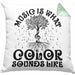 Music Is What Color Sounds Like Kissen mit Füllung 40x40 Geschenk Musiker Geschenkidee Band Bandmitglied Klavier Gitarre Piano (Grau) Grün Trendation