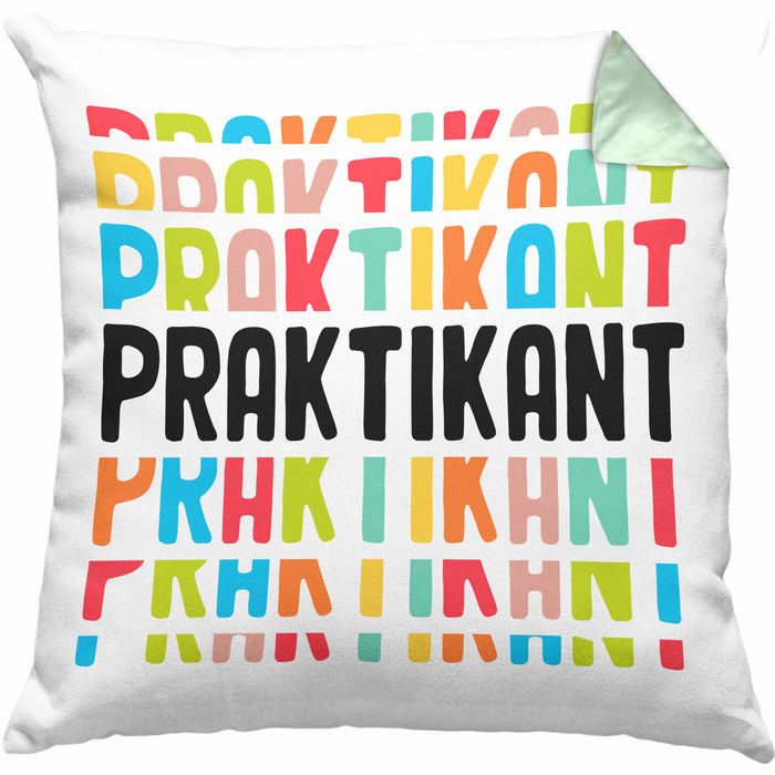 Praktikant Kissen mit Füllung 40x40 Geschenk Für Praktikanten Geschenkidee (Grau) Grün Trendation
