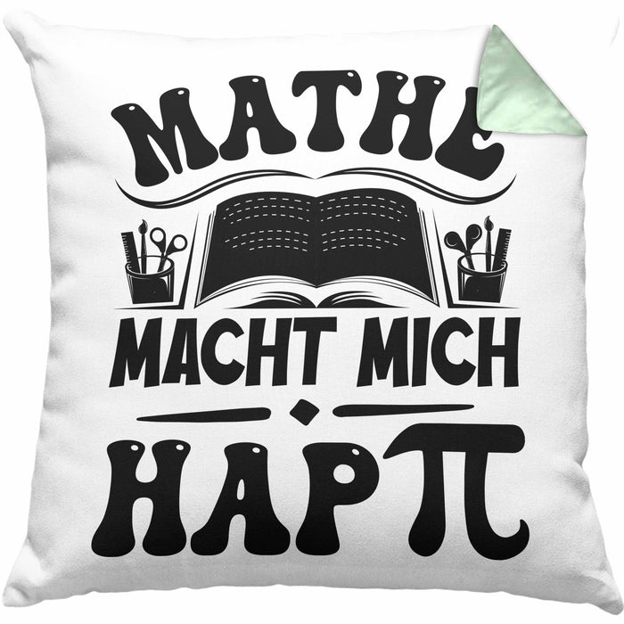 Mathe-Lehrer Kissen mit Füllung 40x40 Geschenkidee Mathe Macht Mit Happy Mathe-Liebhaber Geschenk Geburtstag Weihnachten Mathestudent (Grau) Grün Trendation