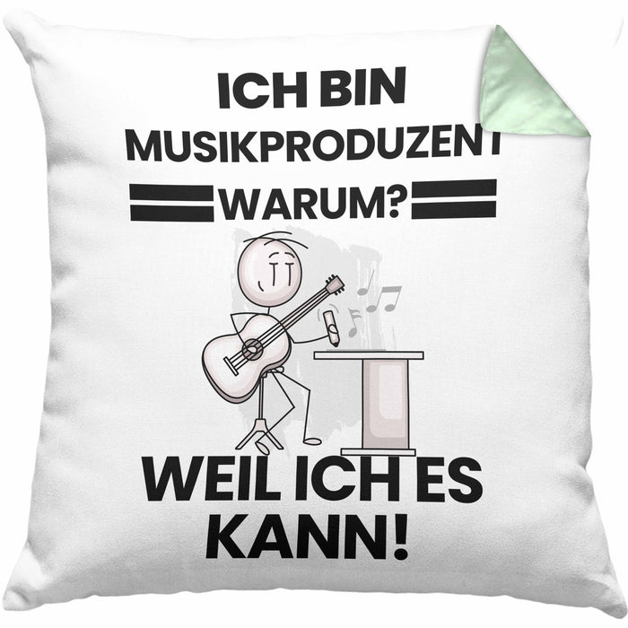 Musikproduzent Geschenk Kissen mit Füllung 40x40 Lustiger Spruch Ich Bin Musikproduzent Warum Weil Ich Es Kann Geschenkidee Bester Musikproduzent Geburtstag (Grau) Grün Trendation