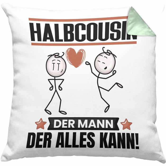Halbcousin Kissen mit Füllung 40x40 Geschenk für Halbcousin Der Mann Der Alles Kann Geschenkidee zum Geburtstag (Grau) Grün Trendation
