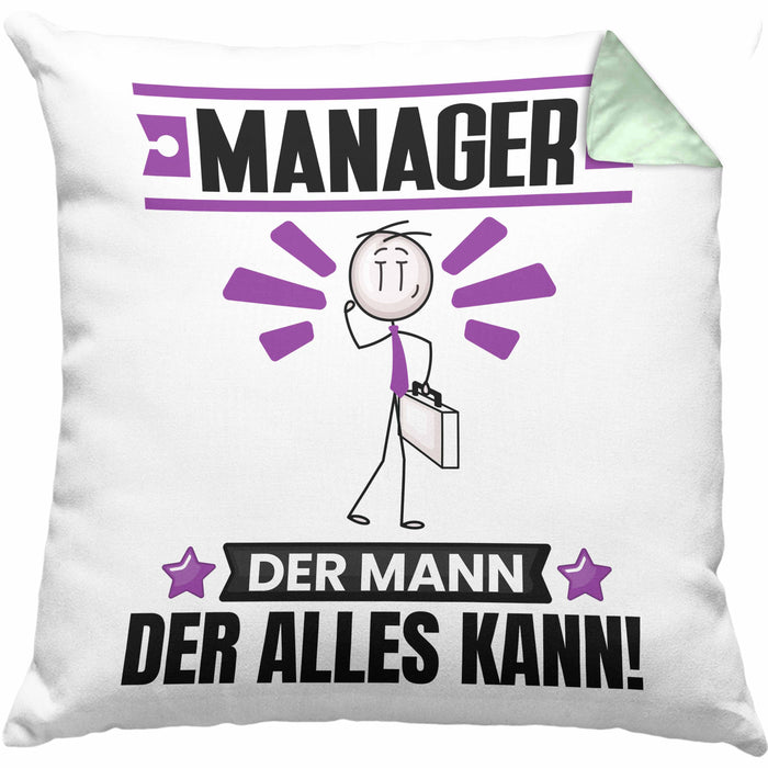 Manager Kissen mit Füllung 40x40 Geschenk für Manager Der Mann Der Alles Kann Geschenkidee zum Geburtstag (Grau) Grün Trendation