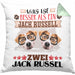 Jack Russel Besitzer Kissen mit Füllung 40x40 Geschenk Lustiger Spruch Geschenkidee Was Ist Besser Als Ein Jack Russel (Grau) Grün Trendation