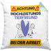 Tierfreund Kissen mit Füllung 40x40 Geschenk Lustiger Spruch Geschenkidee für Tierfreund Achtung Hochleistungs Tierfreund Bei Der Arbeit (Grau) Grün Trendation