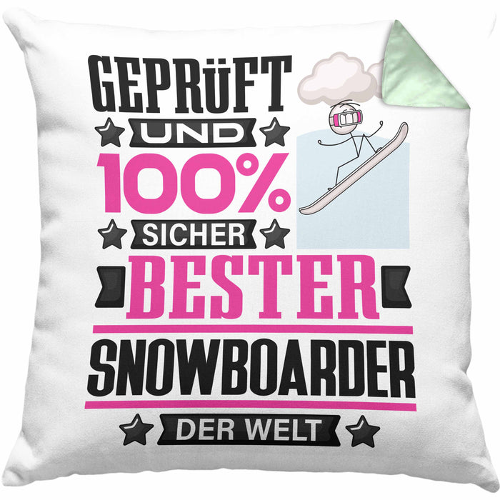 Snowboarder Geschenk Lustiger Spruch für Snowboarder Geschenkidee Bester Snowboarder Der WeltKissen mit Füllung 40x40 (Grau) Grün Trendation