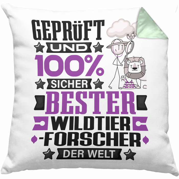 Wildtierforscher Geschenk Lustiger Spruch für Wildtierforscher Geschenkidee Bester Wildtierforscher Der WeltKissen mit Füllung 40x40 (Grau) Grün Trendation