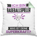 Baseballspieler Kissen mit Füllung 40x40 Geschenk für Baseballspieler Geburtstag Lustiger Spruch Was Ist Deine Superkraft (Grau) Grün Trendation