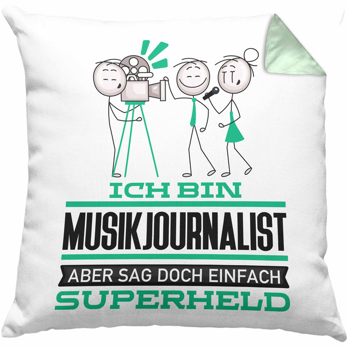 Musikjournalist Geschenk Kissen mit Füllung 40x40 Ich Bin Musikjournalist Aber Sag Doch Einfach Superheld Lustige Geschenkdiee für Musikjournalist (Grau) Grün Trendation