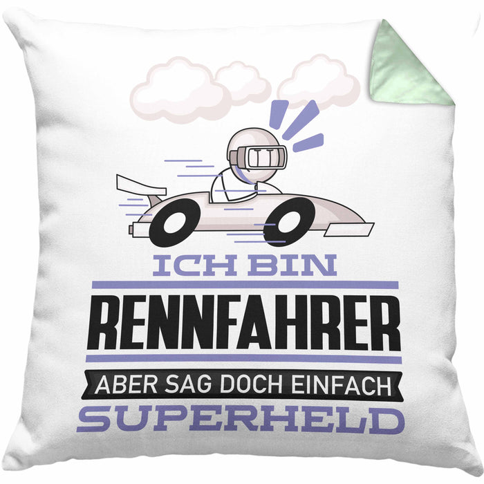 Rennfahrer Geschenk Kissen mit Füllung 40x40 Ich Bin Rennfahrer Aber Sag Doch Einfach Superheld Lustige Geschenkdiee für Rennfahrer (Grau) Grün Trendation