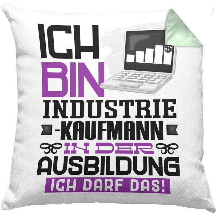Industriekaufmann Ausbildung Kissen mit Füllung 40x40 Geschenk Ich Bin Industriekaufmann In Der Ausbildung Ich Darf Das Geschenkidee Spruch (Grau) Grün Trendation