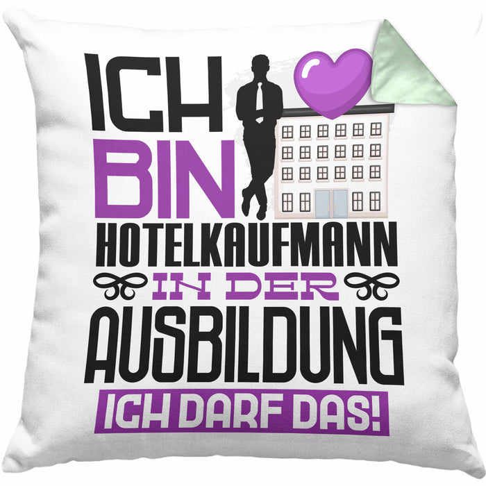 Hotelkaufmann Ausbildung Kissen mit Füllung 40x40 Geschenk Ich Bin Hotelkaufmann In Der Ausbildung Ich Darf Das Geschenkidee Spruch (Grau) Grün Trendation