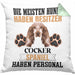 Cocker Spaniel Besitzer Kissen mit Füllung 40x40 Geschenk Lustiger Spruch Geschenkidee Besitzerin Cocker Spaniel Haben Personal (Grau) Grün Trendation