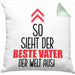 Vater Kissen mit Füllung 40x40 Geschenk Lustiger Spruch So Sieht Der Beste Papa Der Welt Aus Geschenkidee Geburtstag Vatertag (Grau) Grün Trendation