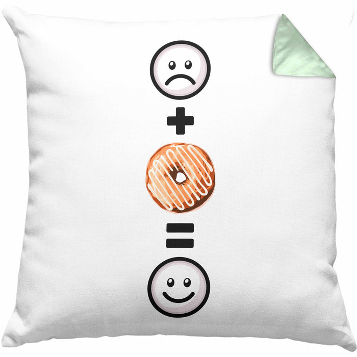 Donut Kissen mit Füllung 40x40 Geschenk für Donut-Liebhaber :( + Donut = :) Lustige Geschenkidee Geburtstag (Grau) Grün Trendation