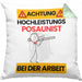 Posaunist Kissen mit Füllung 40x40 Geschenk Lustiger Spruch Geschenkidee für Posaunist Achtung Hochleistungs Posaunist Bei Der Arbeit (Grau) Grün Trendation