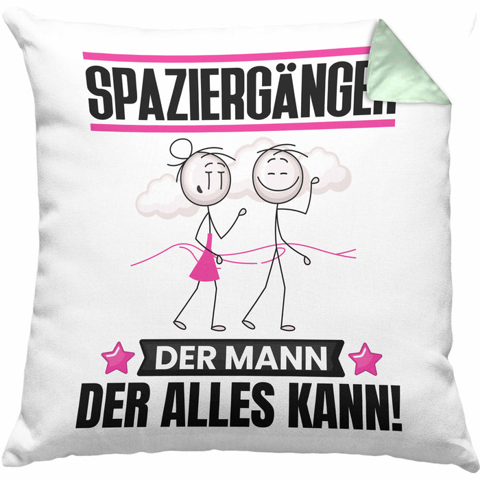 Spaziergänger Kissen mit Füllung 40x40 Geschenk für Spaziergänger Der Mann Der Alles Kann Geschenkidee zum Geburtstag (Grau) Grün Trendation