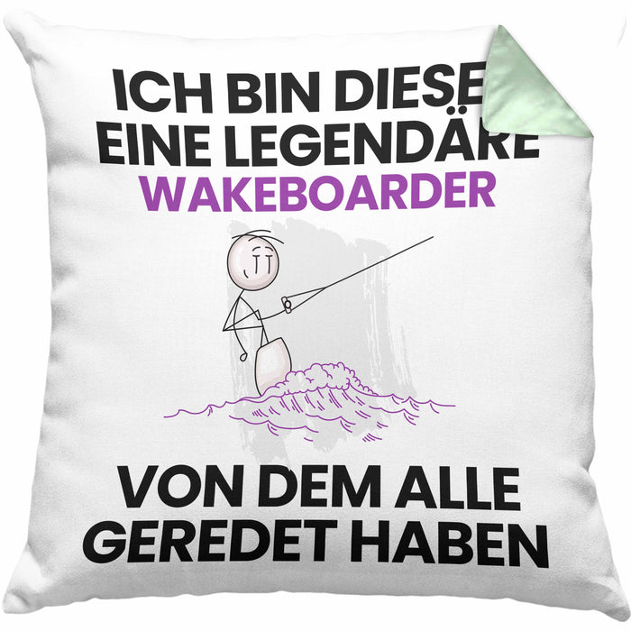 Wakeboarder Geschenk Kissen mit Füllung 40x40 Lustige Geschenkidee Geburtstag für Wakeboarder Ich Bin Dieser Legendäre Wakeboarder Von Dem Alle Geredet Haben (Grau) Grün Trendation