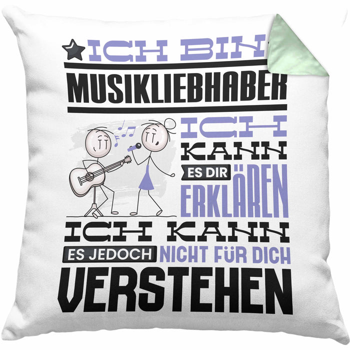 Musikliebhaber Geschenk Kaffee-Kissen mit Füllung 40x40 Geschenkidee für Musikliebhaber Ich Bin Musikliebhaber Ich Kann Es Dir Erklären Jedoch Nicht Für Dich Verstehen Spruch Lustig (Grau) Grün Trendation