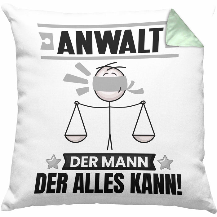 Anwalt Kissen mit Füllung 40x40 Geschenk für Anwalt Der Mann Der Alles Kann Geschenkidee zum Geburtstag (Grau) Grün Trendation