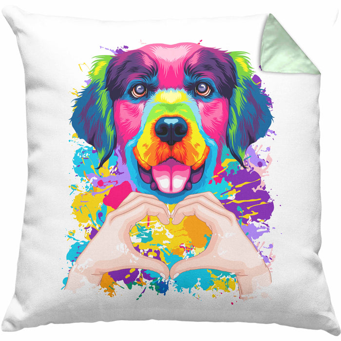 Golden Retriever Besitzer Farbe Love Kissen mit Füllung 40x40 Geschenk Lustiger Spruch Geschenkidee Golden Retriever Besitzerin (Grau) Grün Trendation