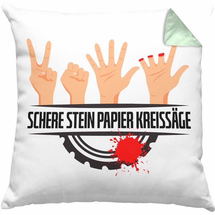 Schere Kreissäge Kissen mit Füllung 40x40 Geschenk Holzarbeiter Geschenkidee Schreiner (Grau) Grün Trendation