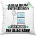 Aquarium-Enthusiast Kissen mit Füllung 40x40 Geschenk für Aquarium-Enthusiast Der Mann Der Alles Kann Geschenkidee zum Geburtstag (Grau) Grün Trendation